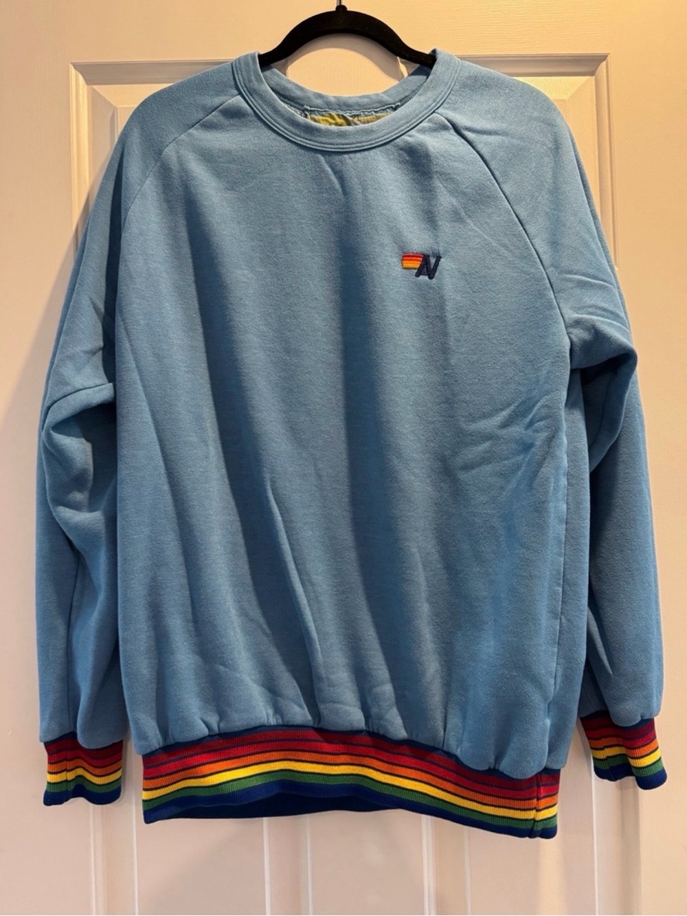 Aviator Nation Blue Pullover with Rainbow Trim